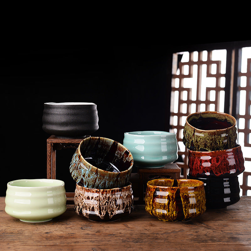 Handmade tea cup flowing glaze tea set